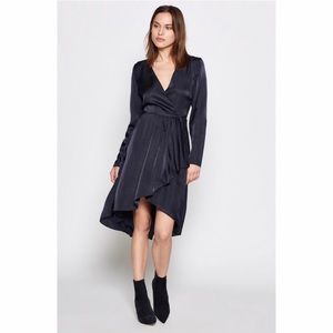Joie Miltona midnight navy long sleeve wrap dress mini